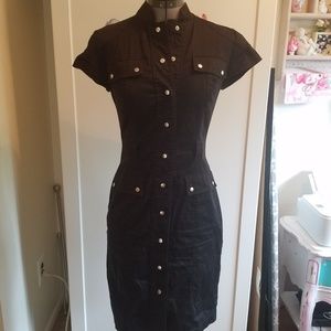 CK Button Up Black Dress with Collar